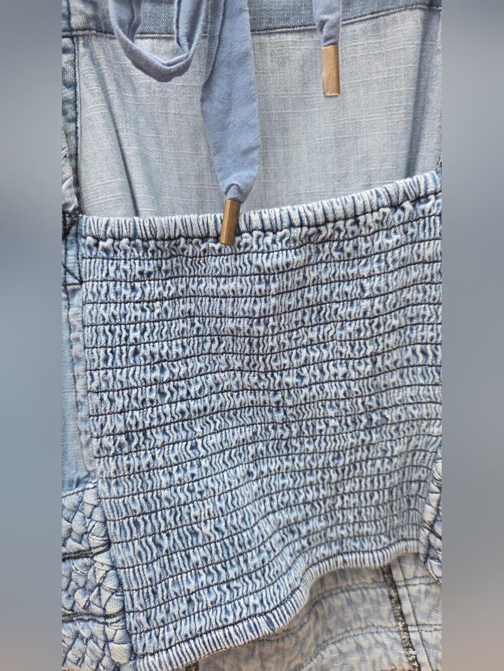 Maeve Anthropologie Light Blue Braided-Strap Denim Bib Top Sz 6 - Picture 8 of 9